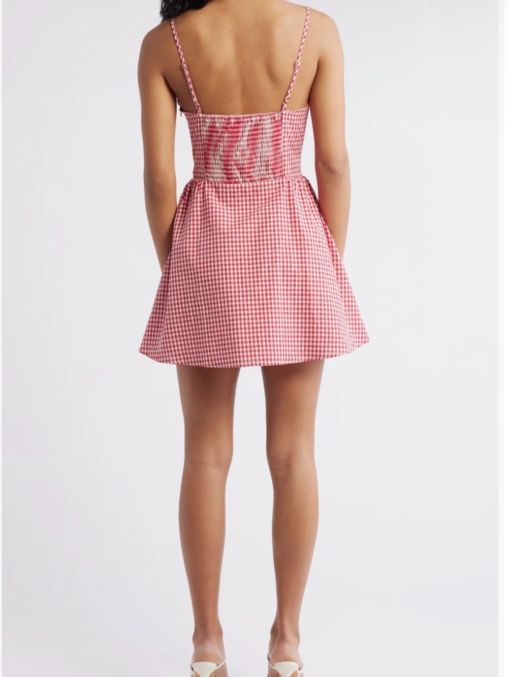 NWT!! Princess Polly Red Gingham Button-Front Mini Dress - Picture 2 of 6